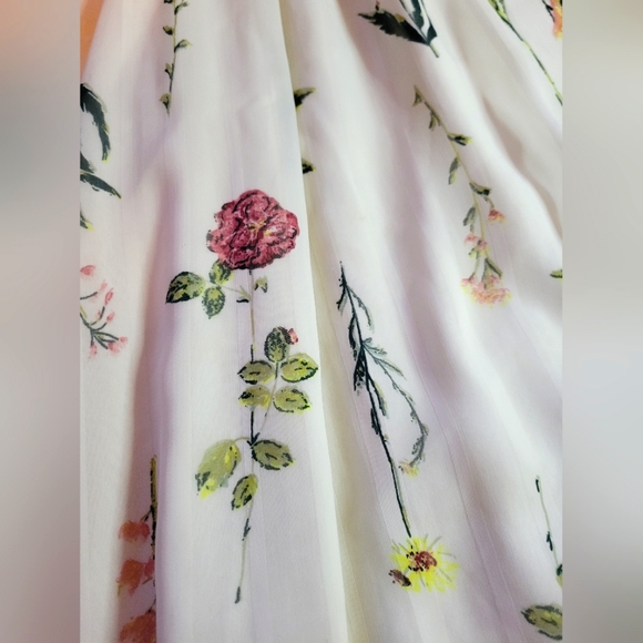 Kaari | Floral Ivory Long Sleeve Smocked Sheer Long Sleeve Blouse | Size 3X - Picture 5 of 11